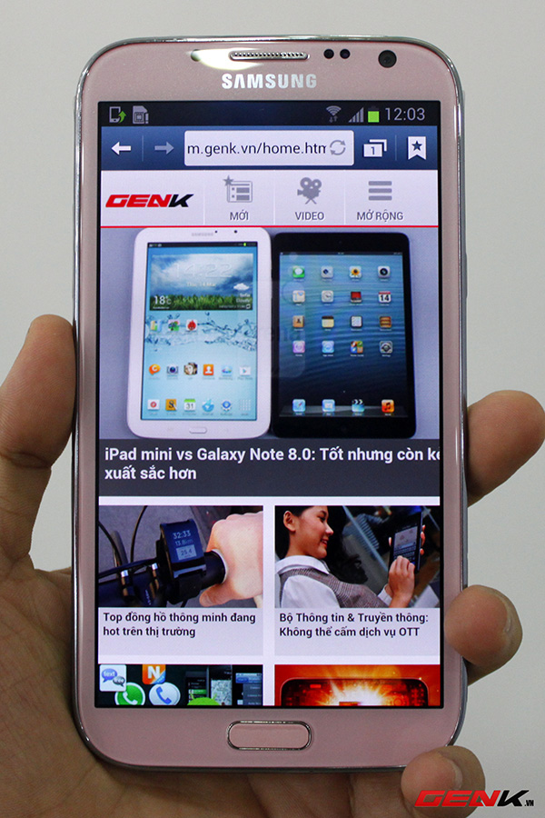 Cận cảnh Samsung Galaxy Note II hồng chính hãng 6