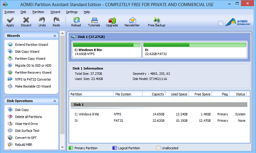 [Tặng Key] Quản lý phân vùng ngay trong Windows với Aomei Partition Assistant 5 Professional bản quyền 1