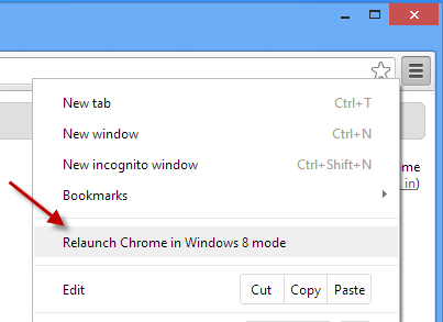 Sửa lỗi không về được chế độ Modern UI cho Google Chrome trên Windows 8 1