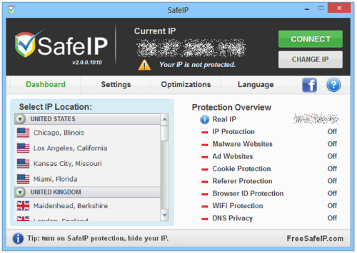 Ẩn IP và duyệt Web ẩn danh với SafeIP 1