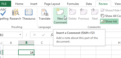 Thêm chú thích vào bảng tính trên Excel 2013 4