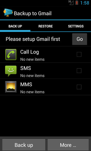 Sao lưu và phục hồi danh sách cuộc gọi, SMS vào tài khoản Gmail 3