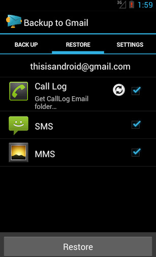 Sao lưu và phục hồi danh sách cuộc gọi, SMS vào tài khoản Gmail 4