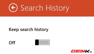 Tắt và xóa lịch sử tìm kiếm trong ứng dụng Bing Search Windows 8 4