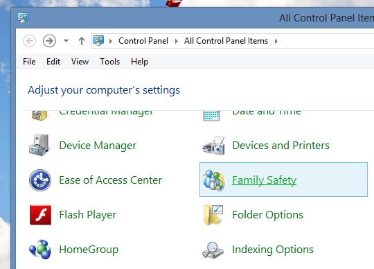 Sử dụng tính năng Family Safety để giới hạn người dùng trong Windows 8 4