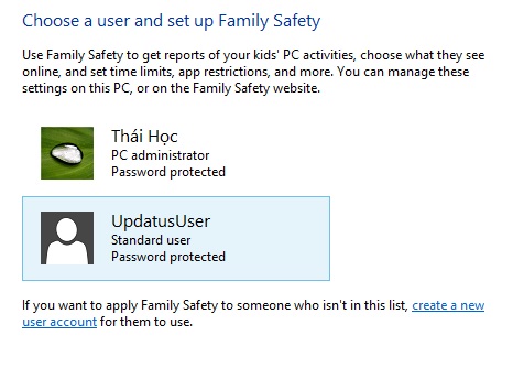 Sử dụng tính năng Family Safety để giới hạn người dùng trong Windows 8 5