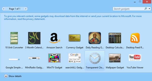 Mang tính năng Gadget của Windows 7 trở lại Windows 8 7