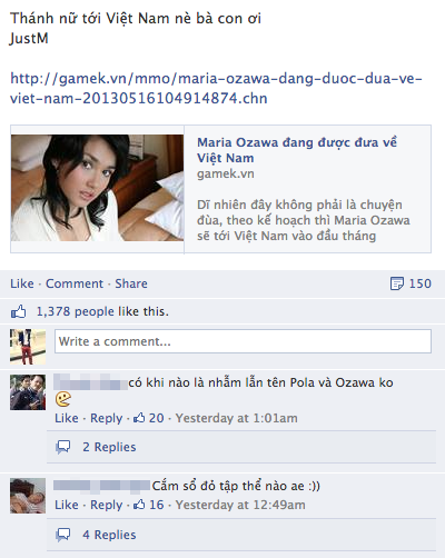 Điểm tin hot Facebook Việt tuần qua: Maria Ozawa tới Việt Nam 1