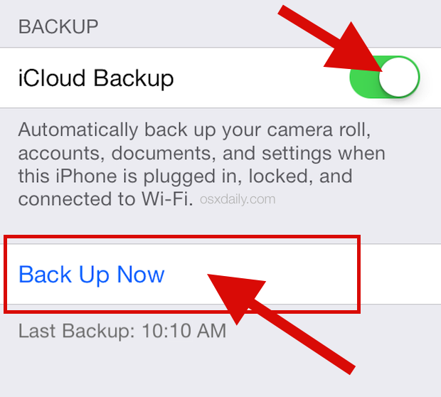 Backup bằng Icloud