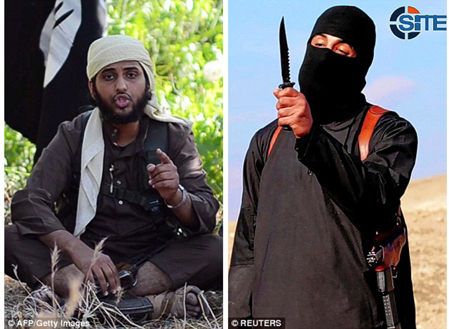  Nasser Muthana (trái) và Mohammed Emwazi (phải), 2 tên khủng bố tiếp theo trong danh sách bị drone của RAF tiêu diệt. 