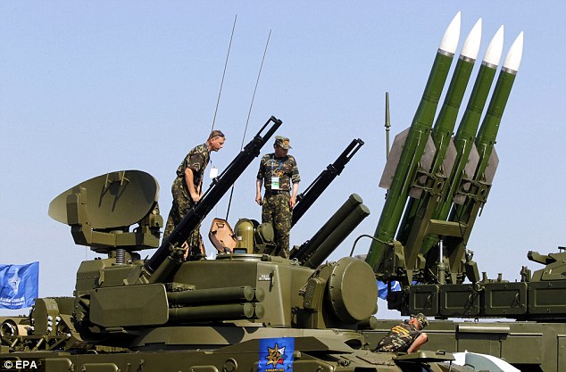Russian rocket system &apos;Buk-M2&apos; on display during the MAKS 2011 airshow in the town of Zhukovsky, outside Moscow, Russia.