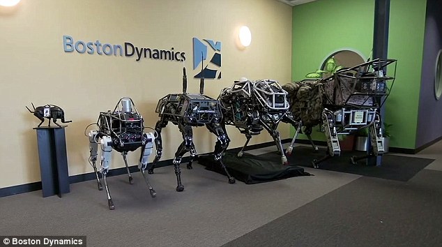 Một chuyện gia đình: điểm (trái) với những con chó robot khác của công ty