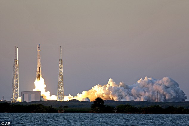 With three hours remaining in the countdown, SpaceX called off the radical landing test of the first-stage booster. It would have been just the second such experiment; last months try ended in flames when the booster slammed into the platform, fell over and exploded. Pictured is the launch in Florida