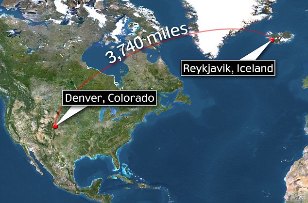 The journey from Reykjavik to Denver is about 3,740 miles. Passengers on the plane said the lightning struck shortly after takeoff