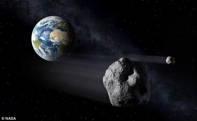 Studies suggest there are some 4,700 near-Earth asteroids [illustrated] measuring in at more than 100 metres (320ft) and, although none are expected to hit Earth in the next 100 years, it would be folly not to prepare for the worst, explained Mr Gilliland
