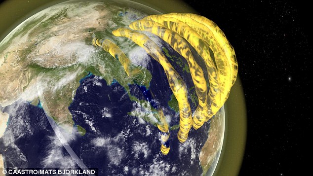 The discovery was made by a student at the University of Sydney. She found that plasma was being trapped in Earths magnetic field lines in tubular shapes (illustrated). This is thought to be occurring about 370 miles (600km) above the ground, and by using a new technique the astronomer was able to map the tubes in 3D