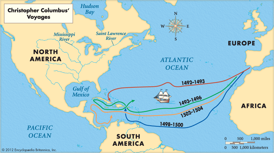Các chuyến đi của Columbus trong lịch sử, ông vẫn luôn tin rằng mình đã tìm ra con đường ngắn nhất đến châu Á.