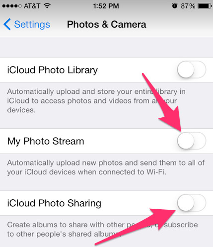 Disable My Photo Stream and dont subscribe to others shared albums