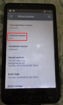 The HTC HD2 ported with Android 5.0.1