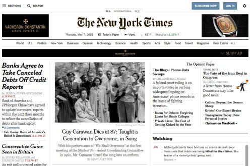 Chỉ trong 2 năm (2012 và 2013), tờ New York Times đã bị mất một nửa lượng truy cập trực tiếp vào trang chủ.