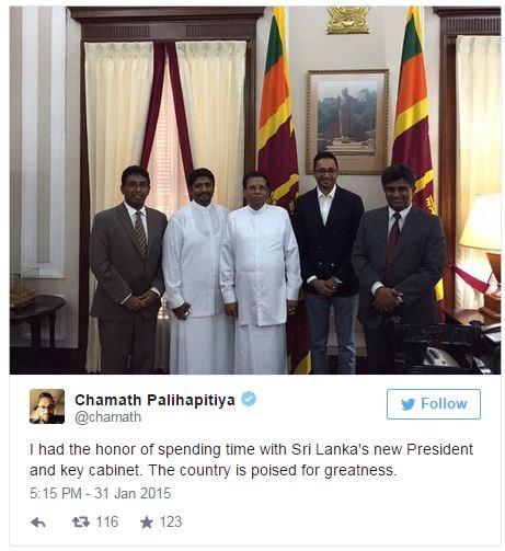 Ông đã trở về quê nhà Sri Lanka để gặp tổng thống và các thành viên nội các mới.