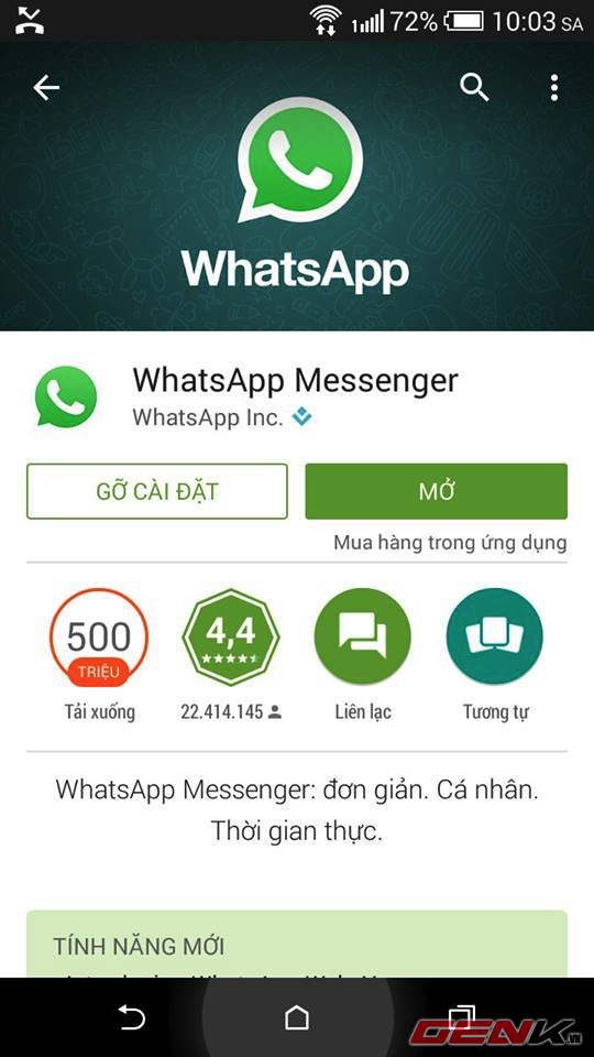 Và cập nhật WhastApp lên phiên bản mới nhất