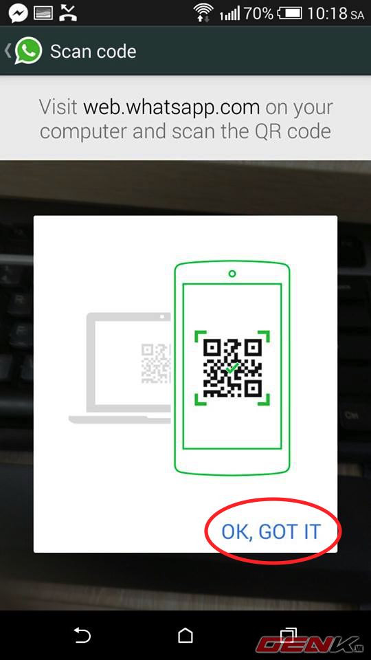 Màn hình quét QR Code sẽ hiện ra, chọn OK, GOT IT để bắt đầu quét