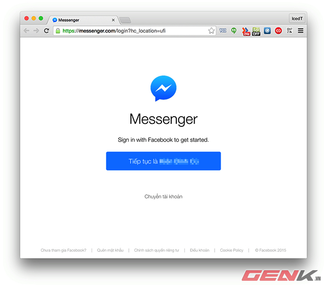 Trang Messenger.com chính chủ của Facebook mới vừa ra mắt