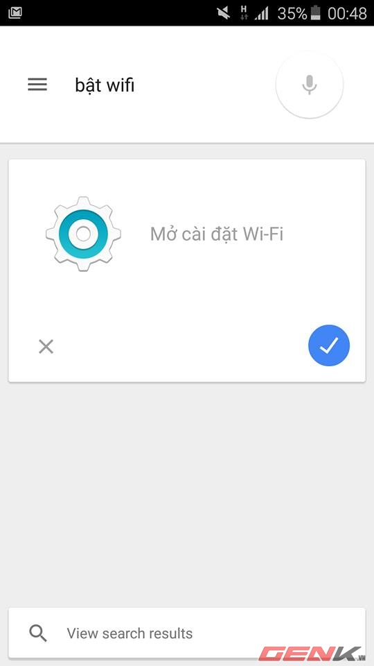 Thử bật wifi thông qua Google Now trên Galaxy S6 edge bằng tiếng Việt