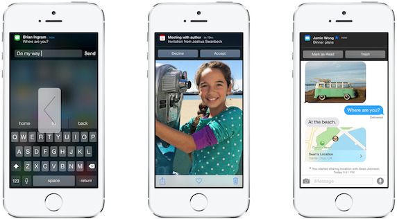 
Sử dụng iOS 9, bạn đ&atilde; c&oacute; thể tương t&aacute;c nhanh với c&aacute;c ứng dụng th&ocirc;ng qua c&aacute;c th&ocirc;ng b&aacute;o pop up hiện ra m&agrave; kh&ocirc;ng cần phải mở ứng dụng đ&oacute; l&ecirc;n.
