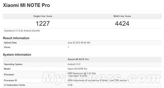 Điểm hiệu năng xử lý đơn nhân và đa nhân của Snapdragon 810 trên Xiaomi Note Pro.