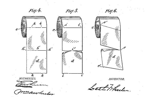 Hình ảnh thiết kế của cuộn giấy vệ sinh được đăng ký bằng sáng chế năm 1891.