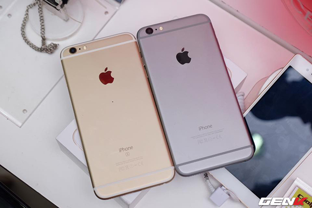  iPhone 6s Plus vàng (trái) không mấy khác biệt về ngoại hình với iPhone 6s Plus (phải) 