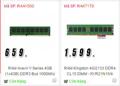 Giá RAM DDR3 (trái) và DDR4 (phải)