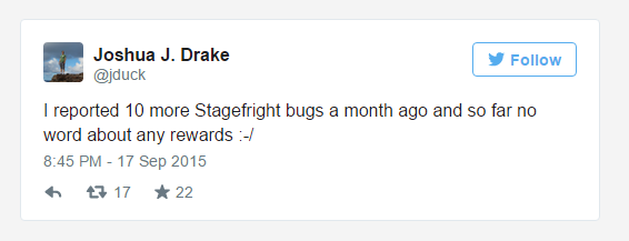  Rất nhiều lỗi Stagefright đang được thông báo tới Google để tìm hướng giải quyết. 