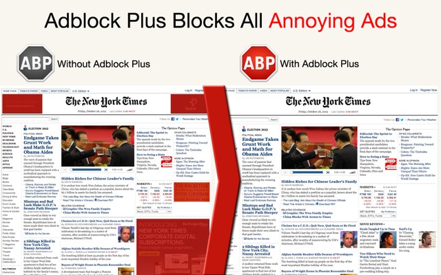 Với Adblock Plus, các quảng cáo phiền hà đã biến mất.