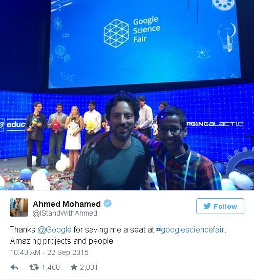  Ahmed gặp mặt đồng sáng lập Google, Sergey Brin. 