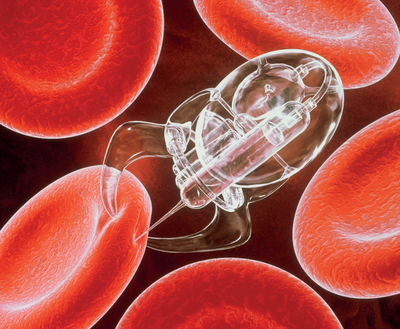 Một nanobot đang sửa chữa một tế bào hồng cầu.