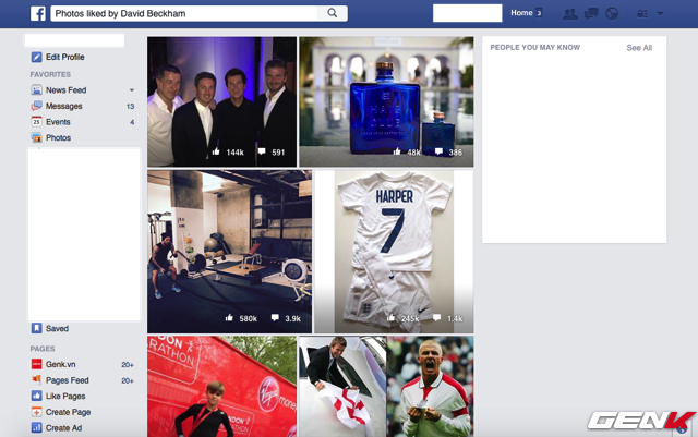 Đây là những gì mà danh thủ David Beckham like trên Facebook