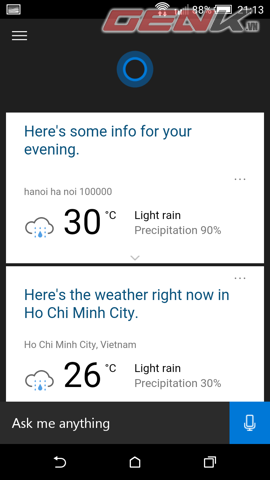 Kết quả màn hình Home của Cortana cũng sẽ thay đổi