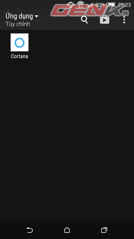 Quá trình cài đặt nhanh chóng, sau khi cài xong ứng dụng Cortana sẽ xuất hiện cùng biểu tượng quen thuộc
