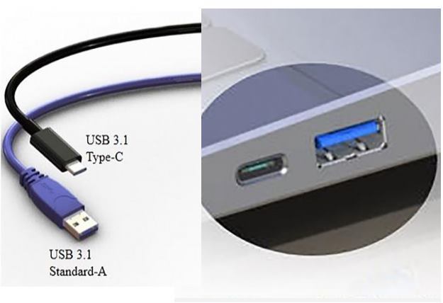 So sánh chuẩn USB 3.1 Type-C so với Type-A truyền thống.