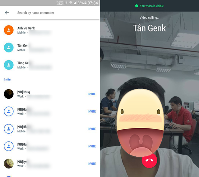  Chọn người gọi từ danh bạ trên Google Duo. 