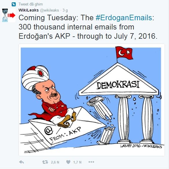  Trong hôm nay, sẽ có email của Tổng thống Erdogan được công bố 
