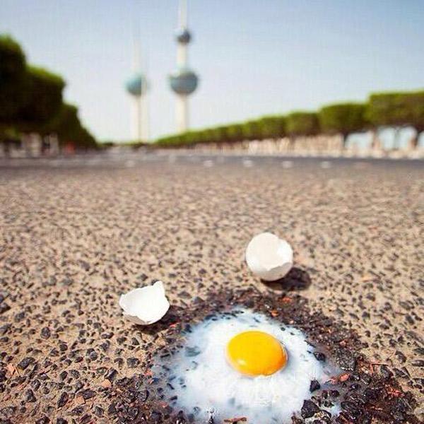  Nhiệt độ cao khiến trứng có thể chín ngay dưới ánh mặt trời. 