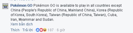 Tin Vui Đặc Biệt: Việt Nam không nằm trong số quốc gia bị cấm chơi Pokemon GO