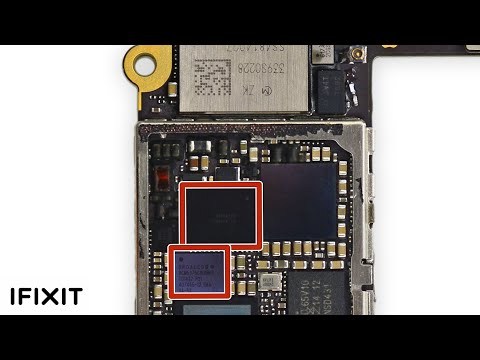  Hai chip Touch IC có tên U2402 Meson và Cumulus U2401 là nguyên nhân dẫn tới vấn đề trên những chiếc iPhone 6/6 Plus. Đây là vị trí của chúng trên bo mạch chủ iPhone 6. Ảnh ifixit 