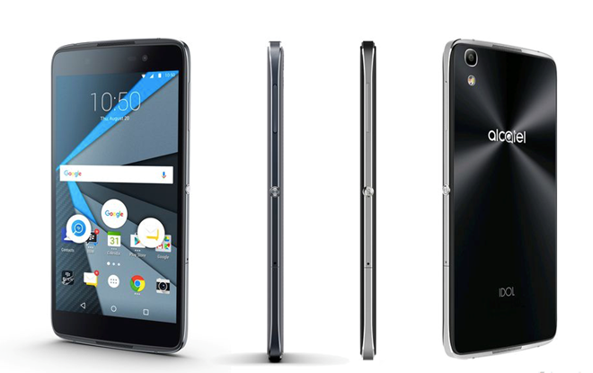 Bên trái là BlackBerry DTEK50, bên phải là Alcatel OneTouch Idol 4.