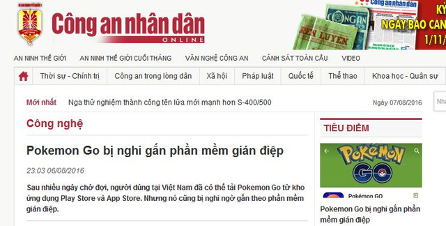 Cơ quan an ninh Việt khuyến cáo, Pokemon GO có thể là phần mềm gián điệp