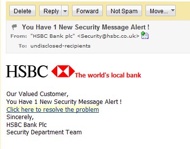  Email giả mạo ngân hàng HSBC. 